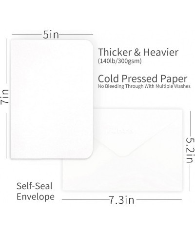 Blank Watercolor Cards and Envelopes 50 Cards 5''x7'' 140lb/300gsm White Acid-Free Heavyweight Paper for Watercolor Painting ...