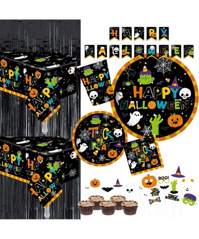 Serves 30 Complete Party Pack Cute Halloween Monsters and Ghosts 9" Dinner Paper Plates 7" Dessert Paper Plates 9 oz Cups 3 P...