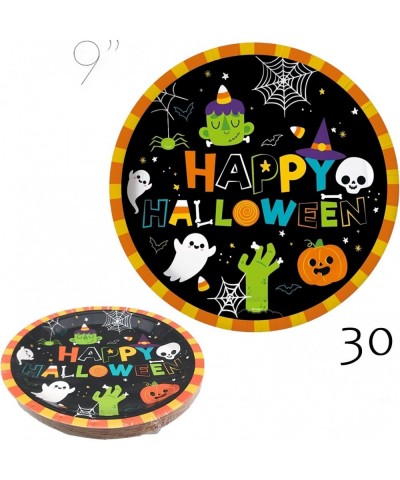 Serves 30 Complete Party Pack Cute Halloween Monsters and Ghosts 9" Dinner Paper Plates 7" Dessert Paper Plates 9 oz Cups 3 P...