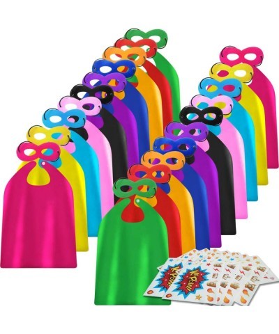 Kids Superhero Capes and Masks 20 Sets Pack with Large Stickers - Superhero Themed Birthday Party Capes $65.64 Kids' Costumes