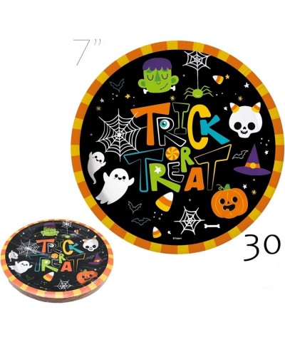 Serves 30 Complete Party Pack Cute Halloween Monsters and Ghosts 9" Dinner Paper Plates 7" Dessert Paper Plates 9 oz Cups 3 P...