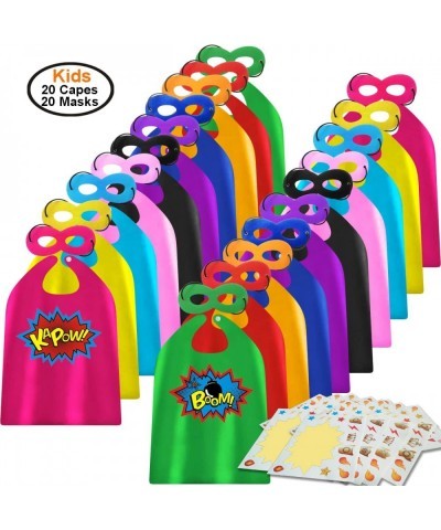 Kids Superhero Capes and Masks 20 Sets Pack with Large Stickers - Superhero Themed Birthday Party Capes $65.64 Kids' Costumes