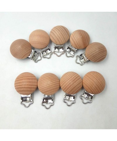 10pcs Natural Beech Wood Pacifier Clips Teething Grasping Toy Suspender Clips Charm Antique DIY Wood Teether Toys (3.0cm 10pc...