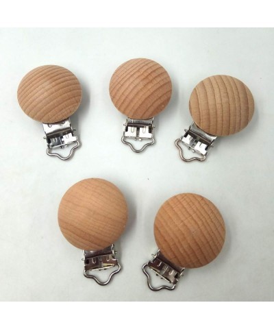 10pcs Natural Beech Wood Pacifier Clips Teething Grasping Toy Suspender Clips Charm Antique DIY Wood Teether Toys (3.0cm 10pc...