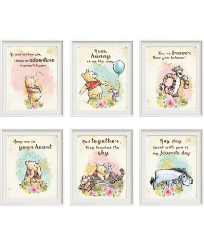 Vintage Winnie Wall Decor The Pooh Prints - Set Of 6 8 x 10 Inch For Pooh Bear Baby Shower Decorations Nursery Art Birthday C...