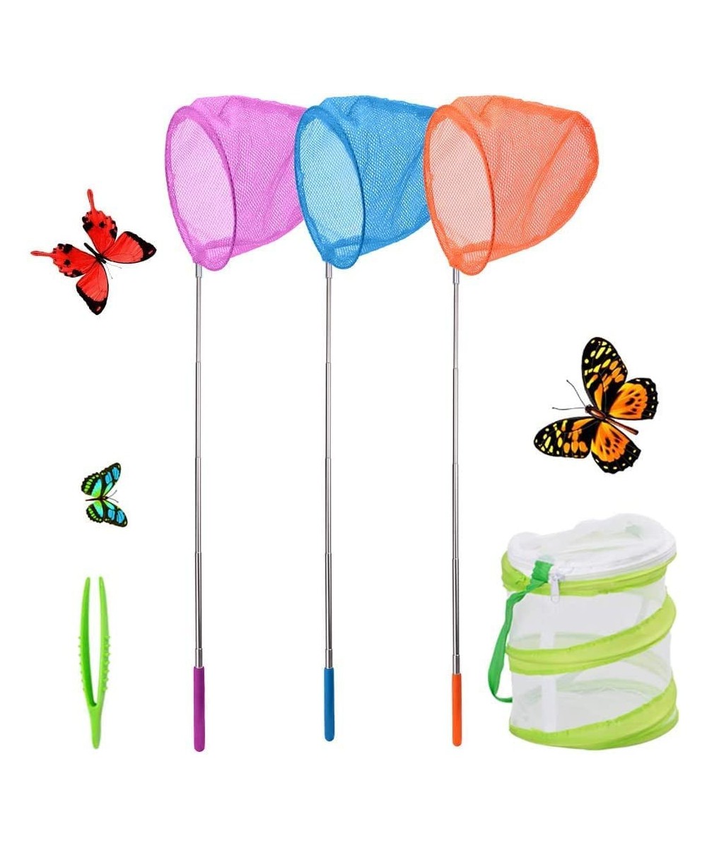 Telescopic Butterfly Nets for Kids 3 Packs Outdoor Explorer Catching Kits Including Catching Nets/ Insect Mesh Cage/ Tweezer ...