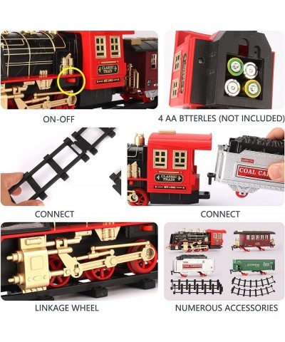 Train Set - Electric Train Toys for Kids with Steam Locomotive Engine Carriage Cargo Car and Tracks Battery Powered Toy Train...